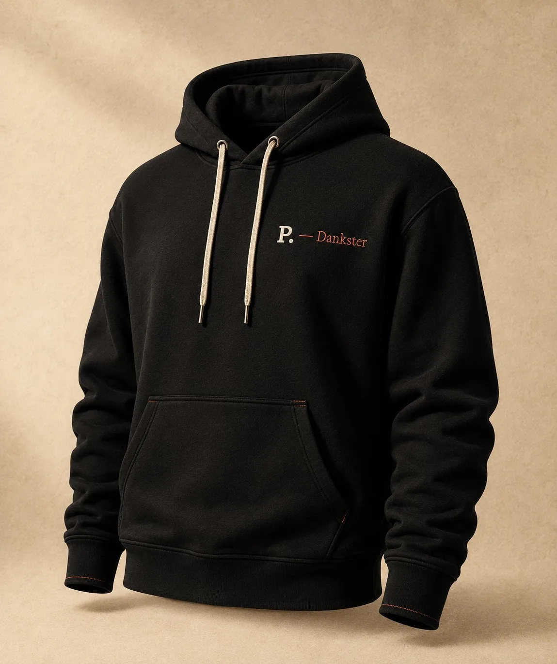 The Dankster Hoodie — black heavyweight with P. — Dankster chest mark