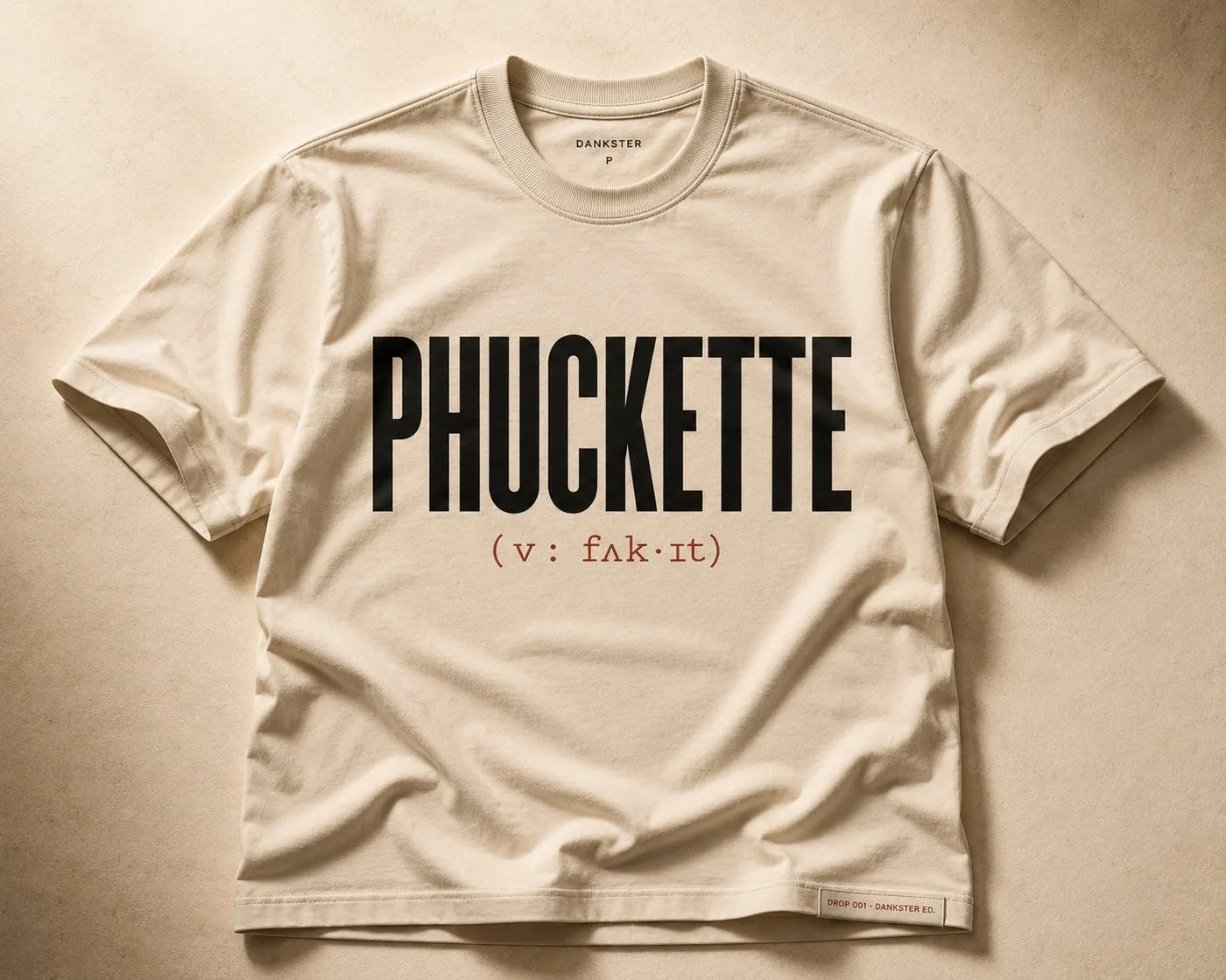 The Statement Tee — bone cotton with PHUCKETTE wordmark