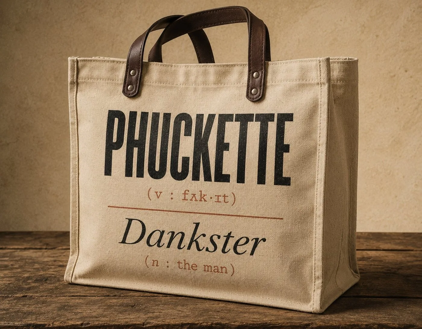 The Dankster Tote — natural canvas with Phuckette/Dankster lockup print